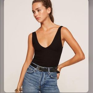 Reformation Maui Black Ribbed Top